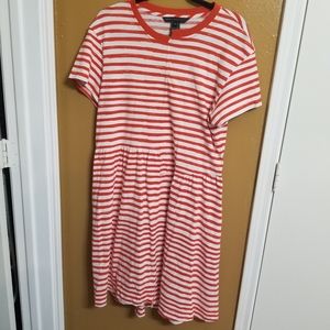 Short sleeve orange striped dress